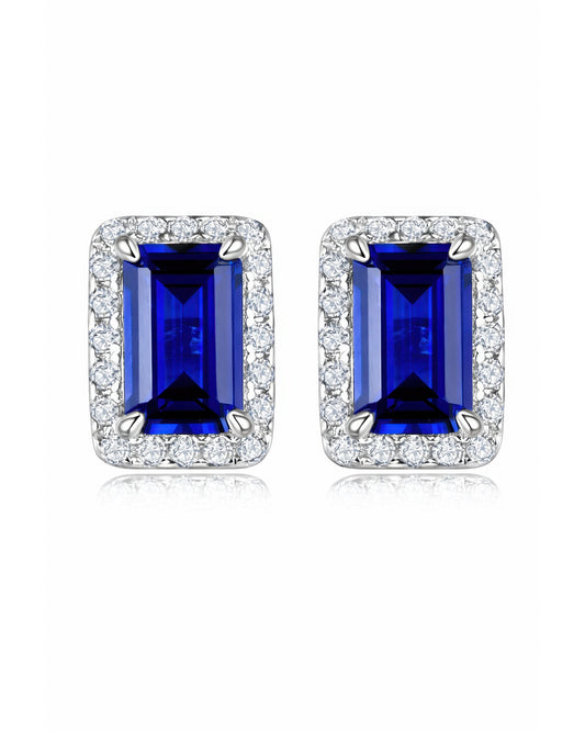 Aretes Regal tipo halo con corte esmeralda