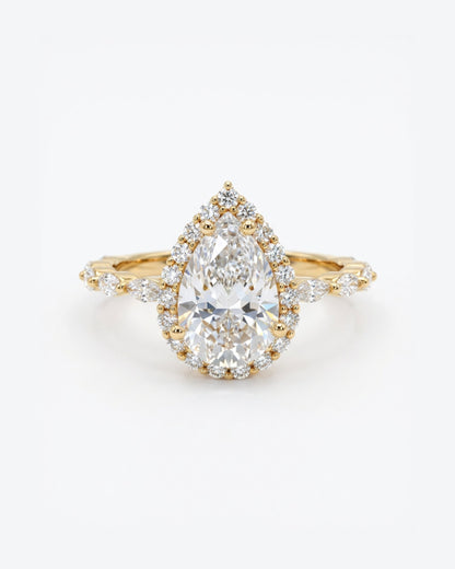 Sera Pear Halo Marquise-Detail Ring