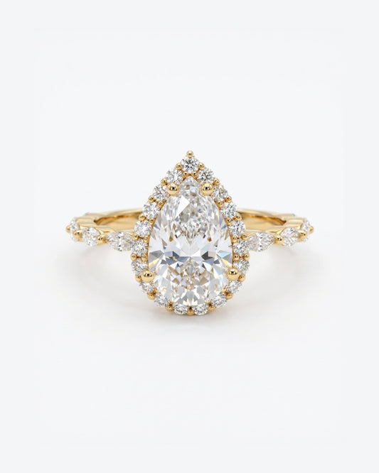 Sera Pear Halo Marquise-Detail Ring