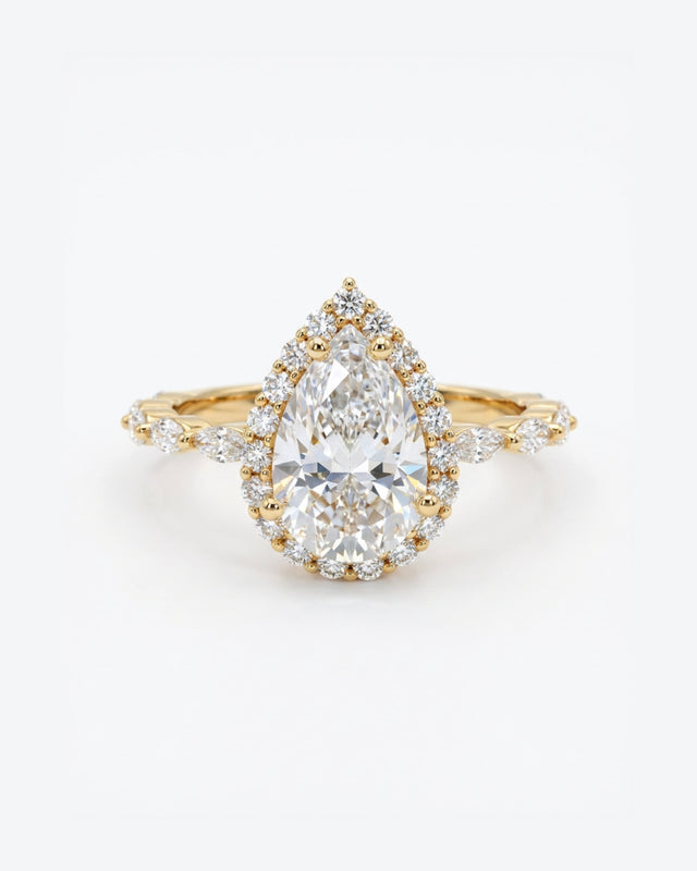 Sera Pear Halo Marquise-Detail Ring