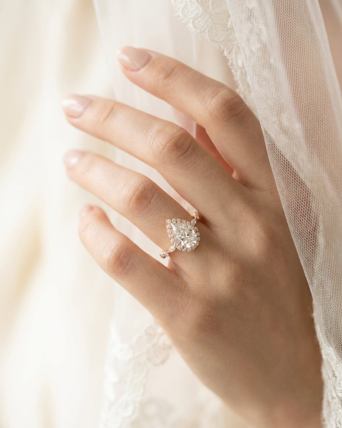 Sera Pear Halo Marquise-Detail Ring