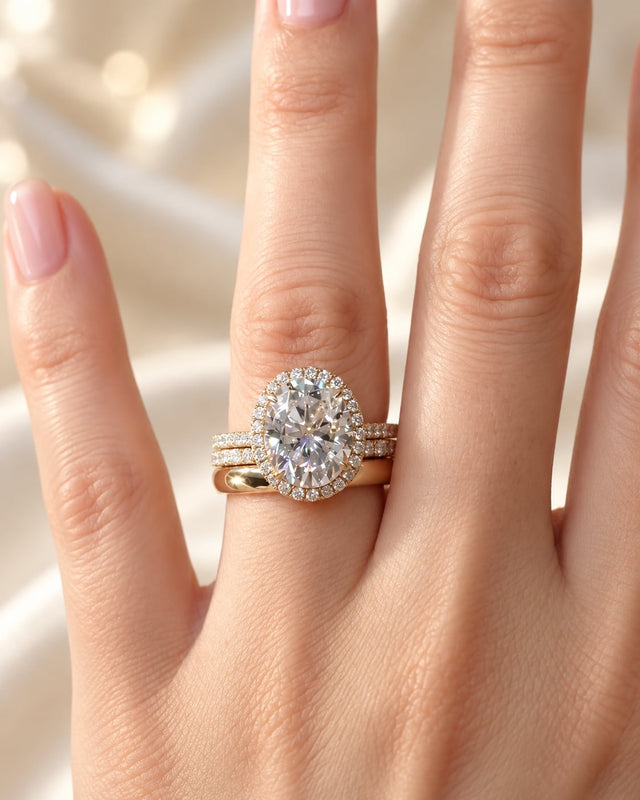 Sera Oval Halo Ring Stack