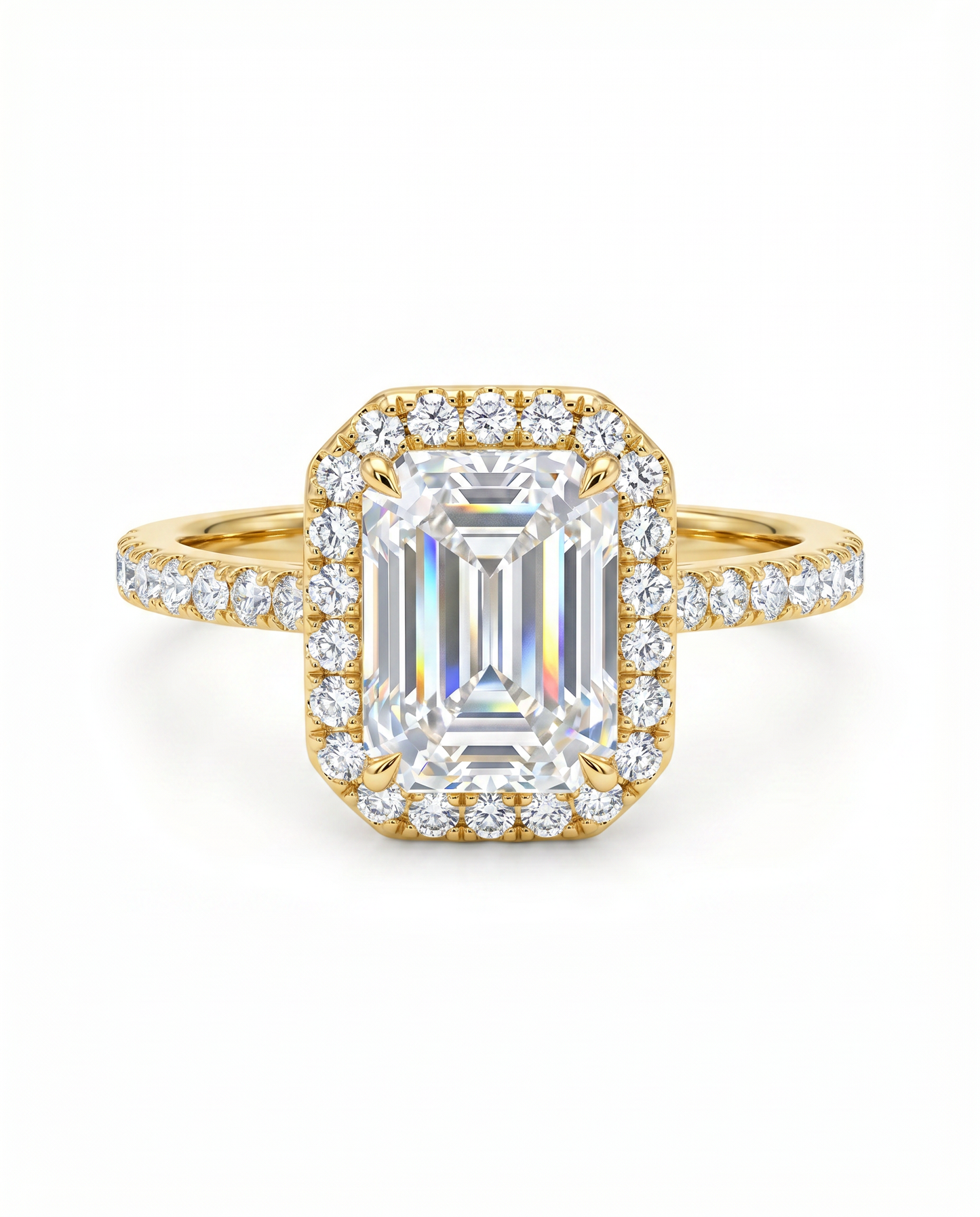 Sera Halo Emerald Pavé Ring