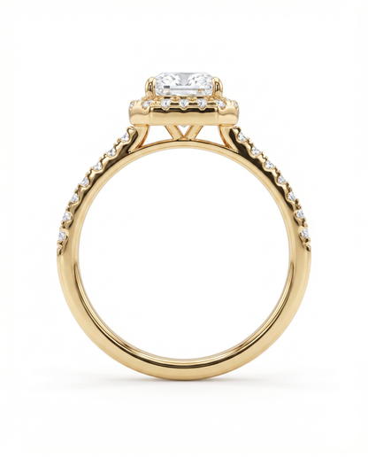 Sera Halo Emerald Pavé Ring
