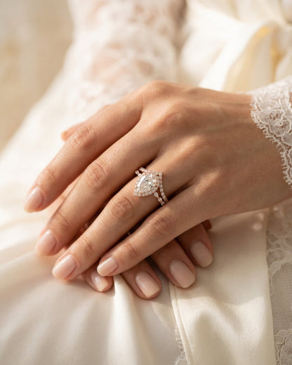 Sera Pear Halo Marquise-Detail Ring