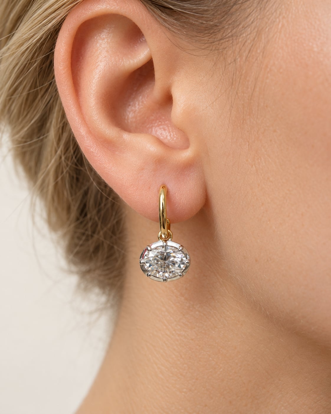 Forte Oval Bezel Hoop Earrings