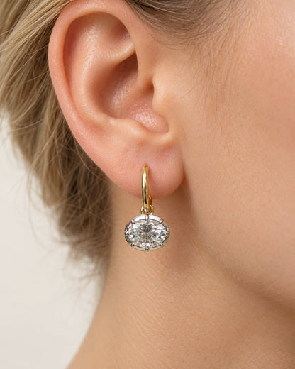 Forte Oval Bezel Hoop Earrings