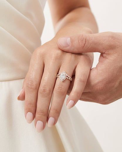 Sera Pear Halo Contour Ring Stack