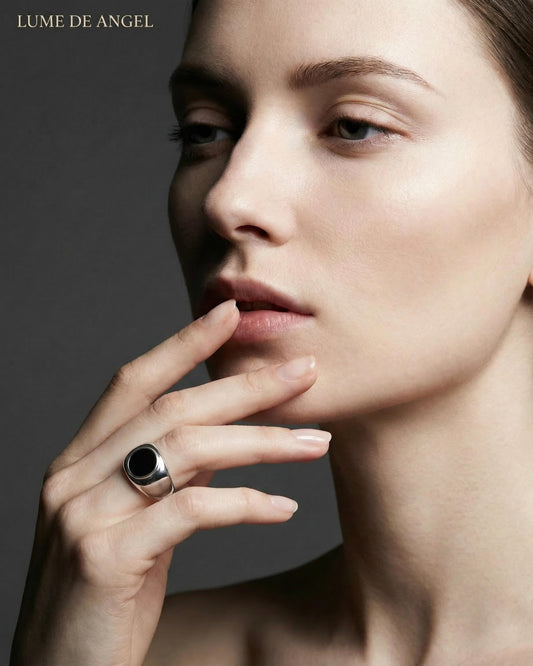 Black Onyx Adjustable Signet Ring