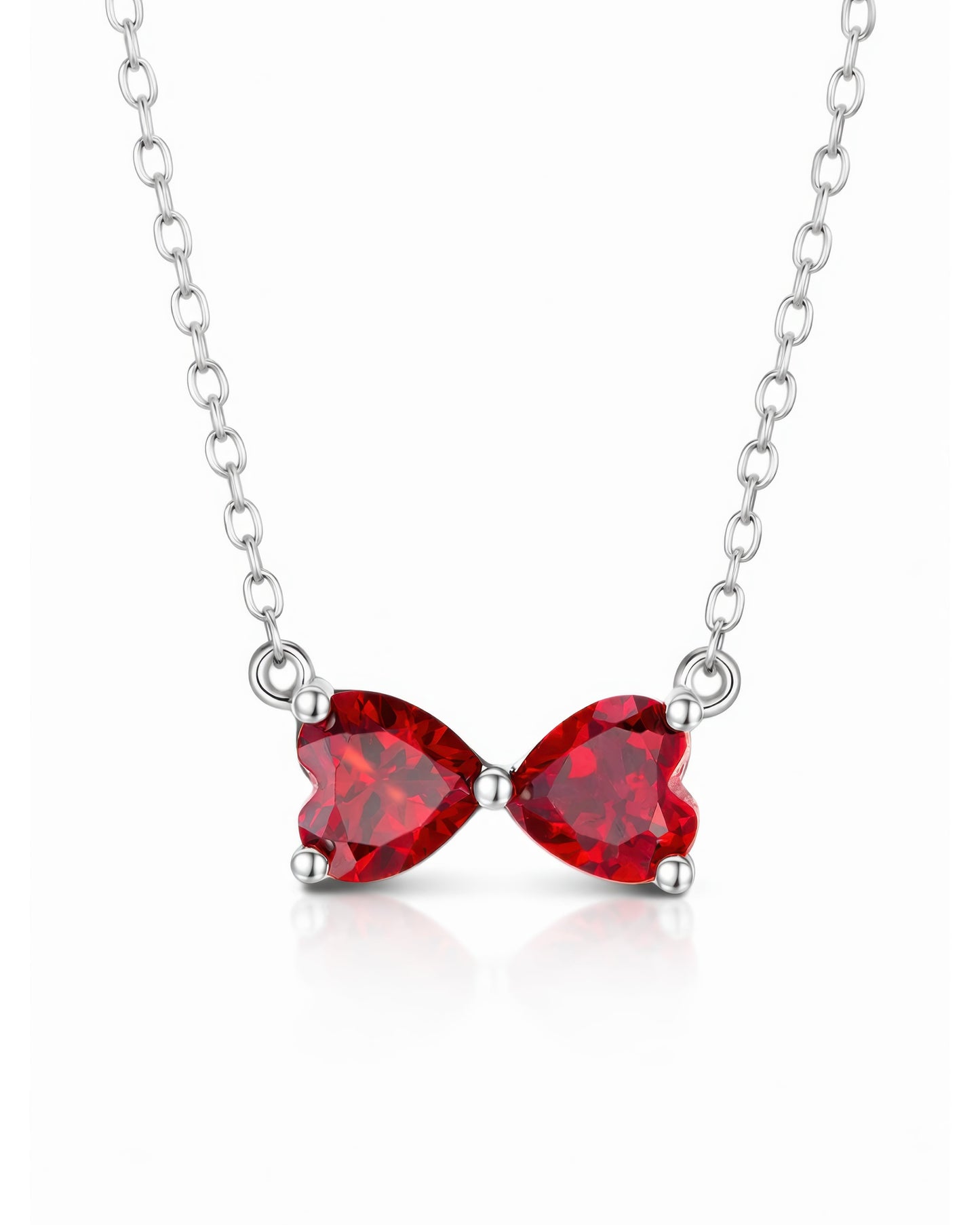 Crimson Duet Bow Necklace