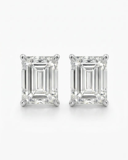 Lumina Solitaire Emerald Stud Earrings