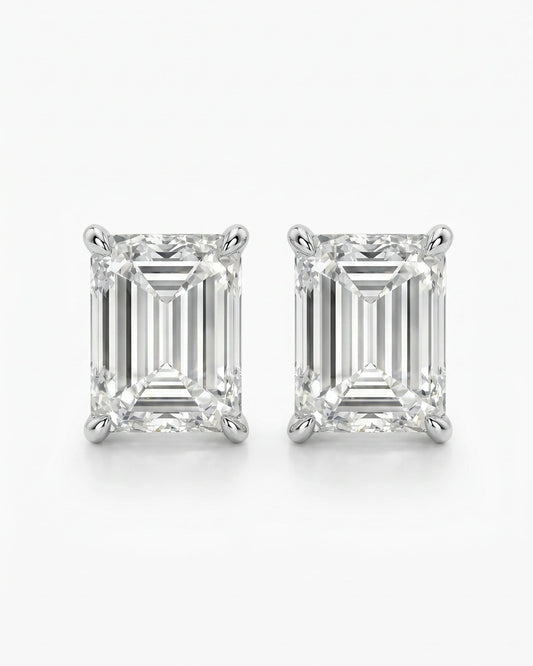 Lumina Solitaire Emerald Stud Earrings