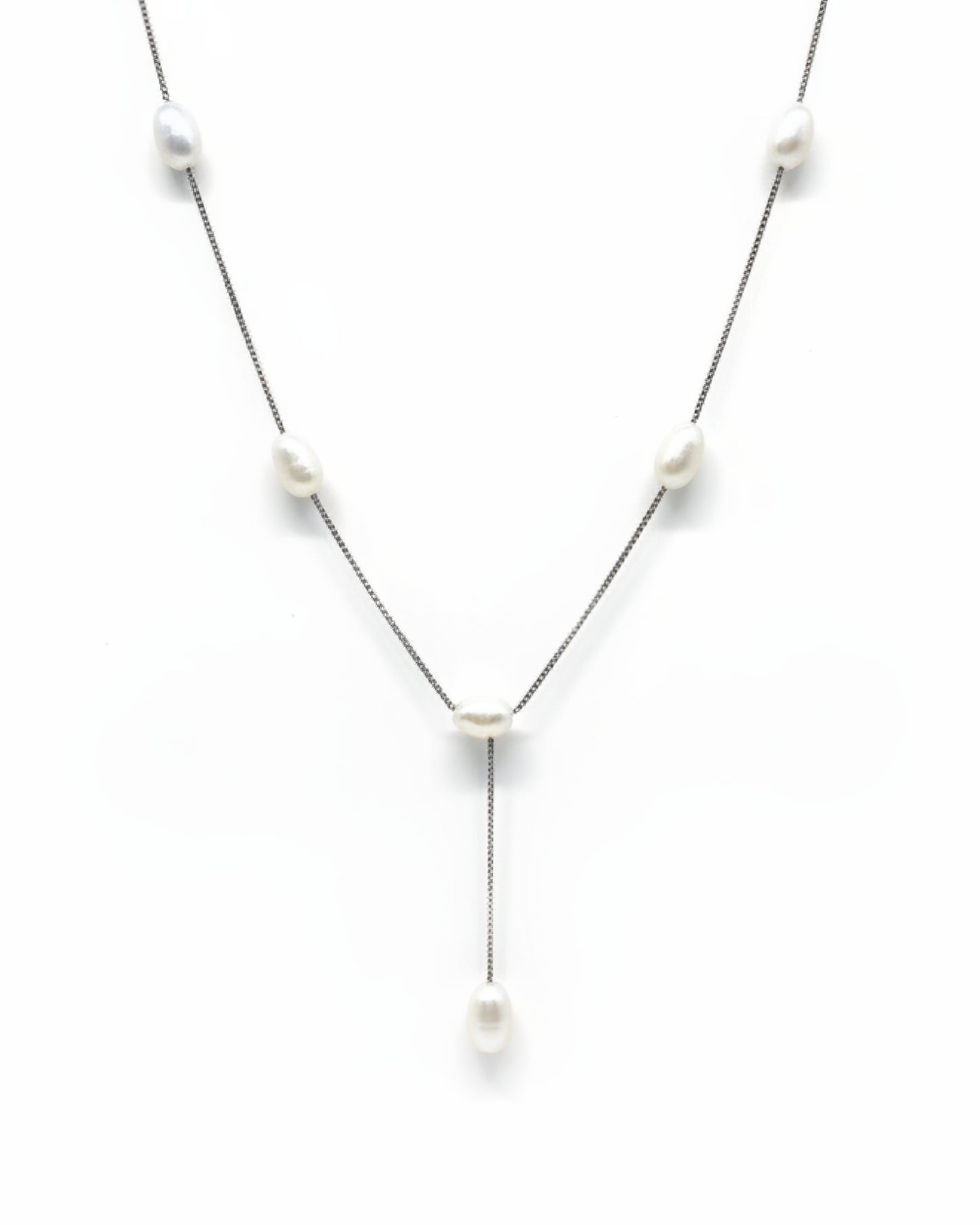 Six Pearl Station Y Necklace