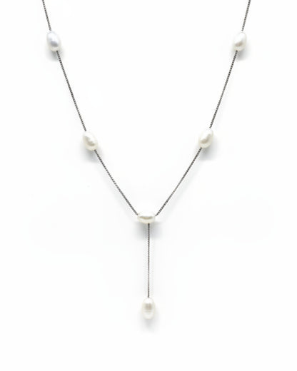 Six Pearl Station Y Necklace
