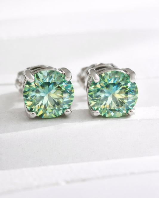 Paraiba Moissanite Stud Earrings