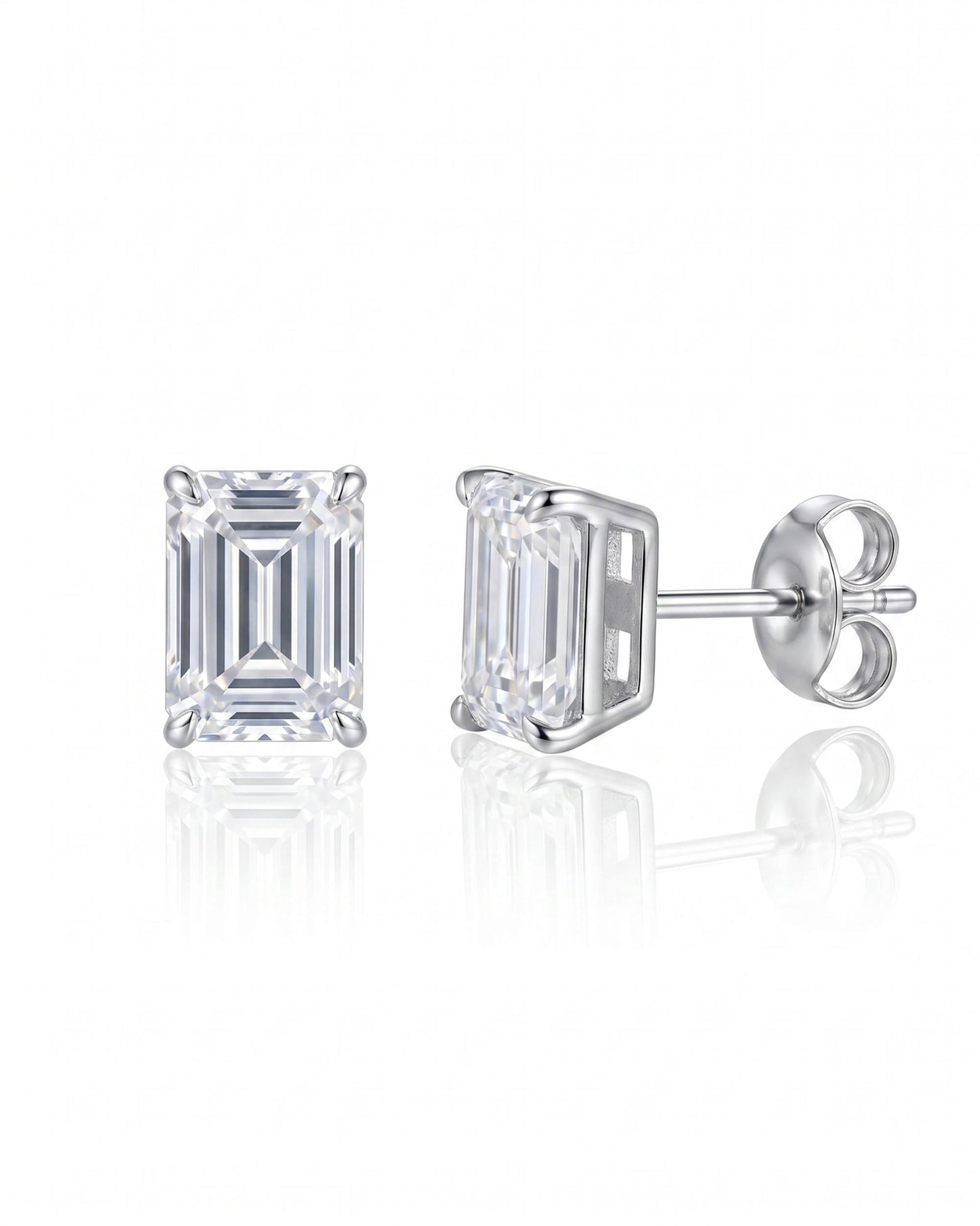 Lumina Solitaire Emerald Stud Earrings