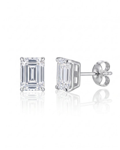 Lumina Solitaire Emerald Stud Earrings