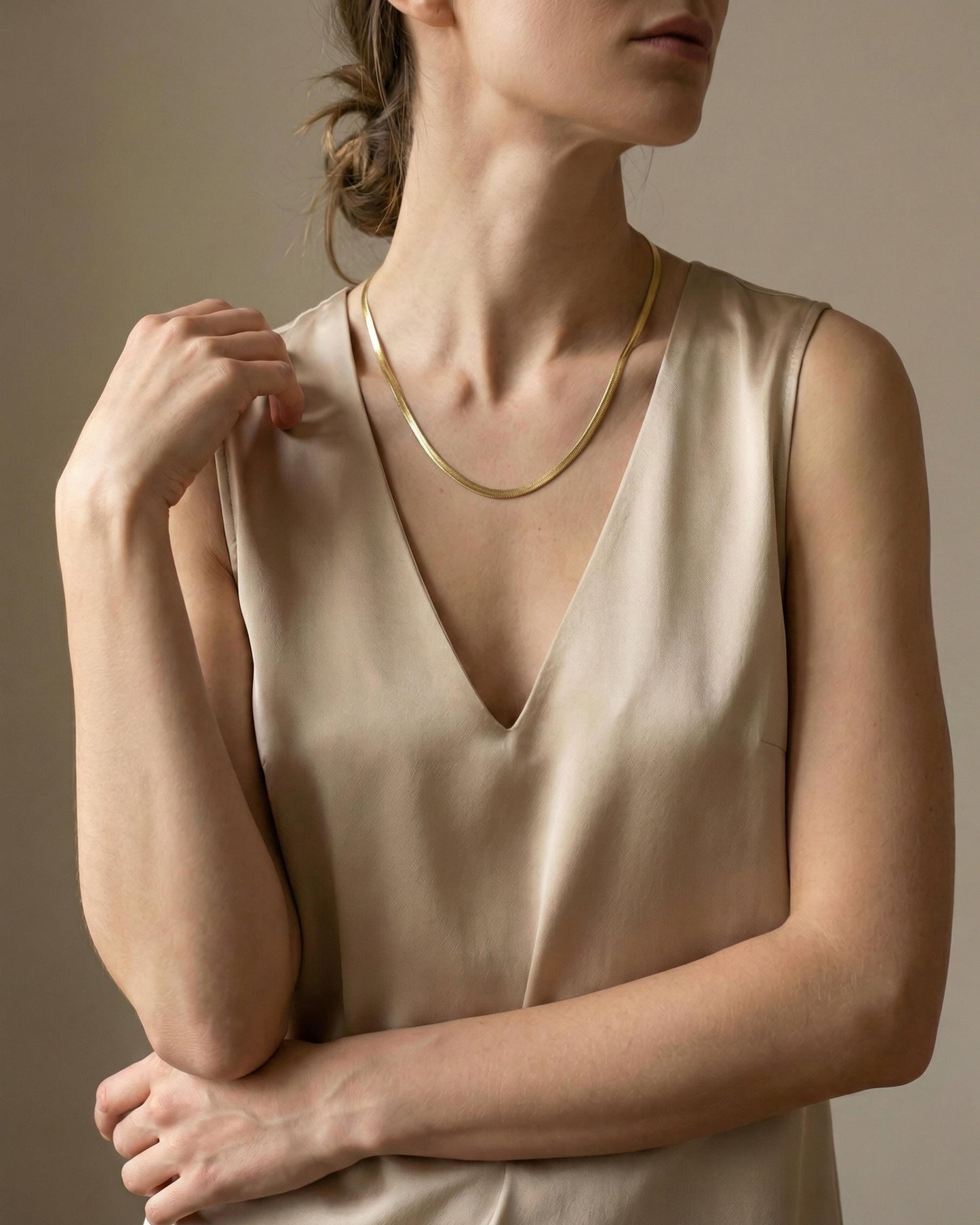 Wide Herringbone Chain Necklace