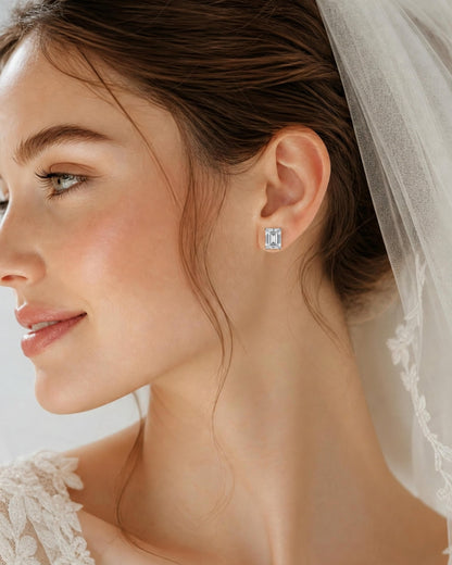 Lumina Solitaire Emerald Stud Earrings