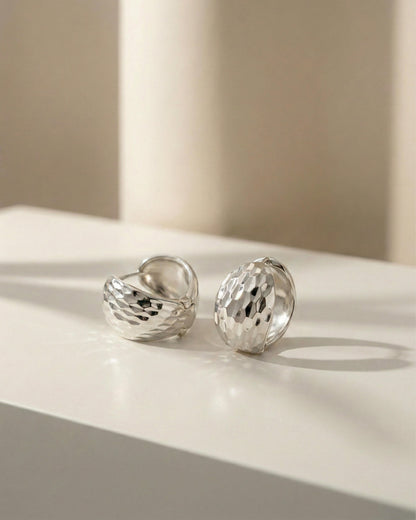 Reversible Hammered Dome Hoop Earrings