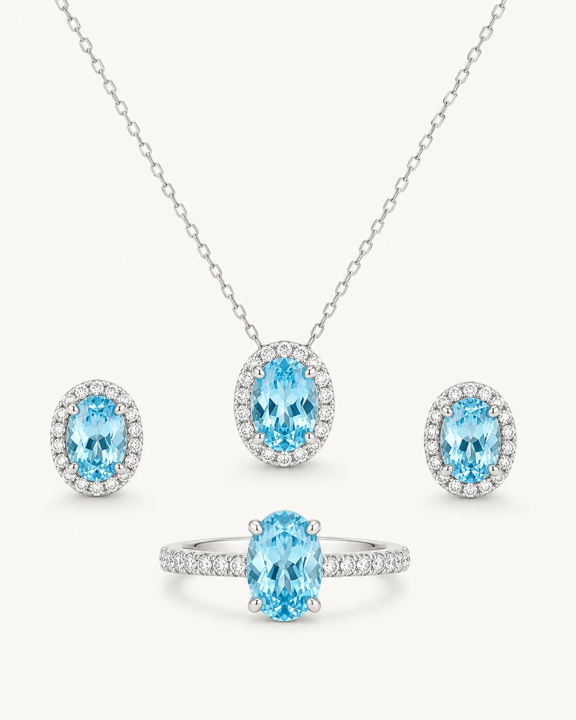 Aqua Halo Jewelry Set