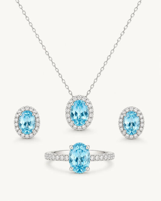 Aqua Halo Jewelry Set