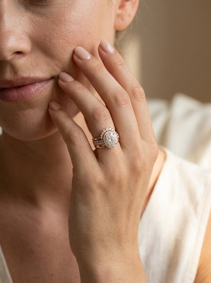Sera Oval Halo Ring Stack