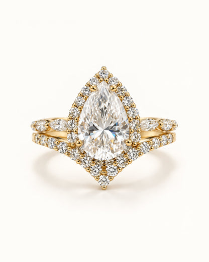 Sera Pear Halo Contour Ring Stack
