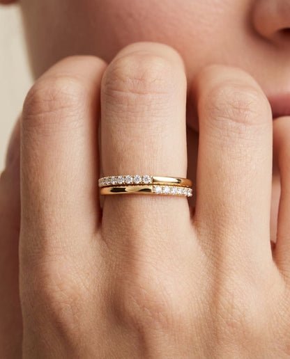 Lumina Oval Double-Row Pavé Ring Stack