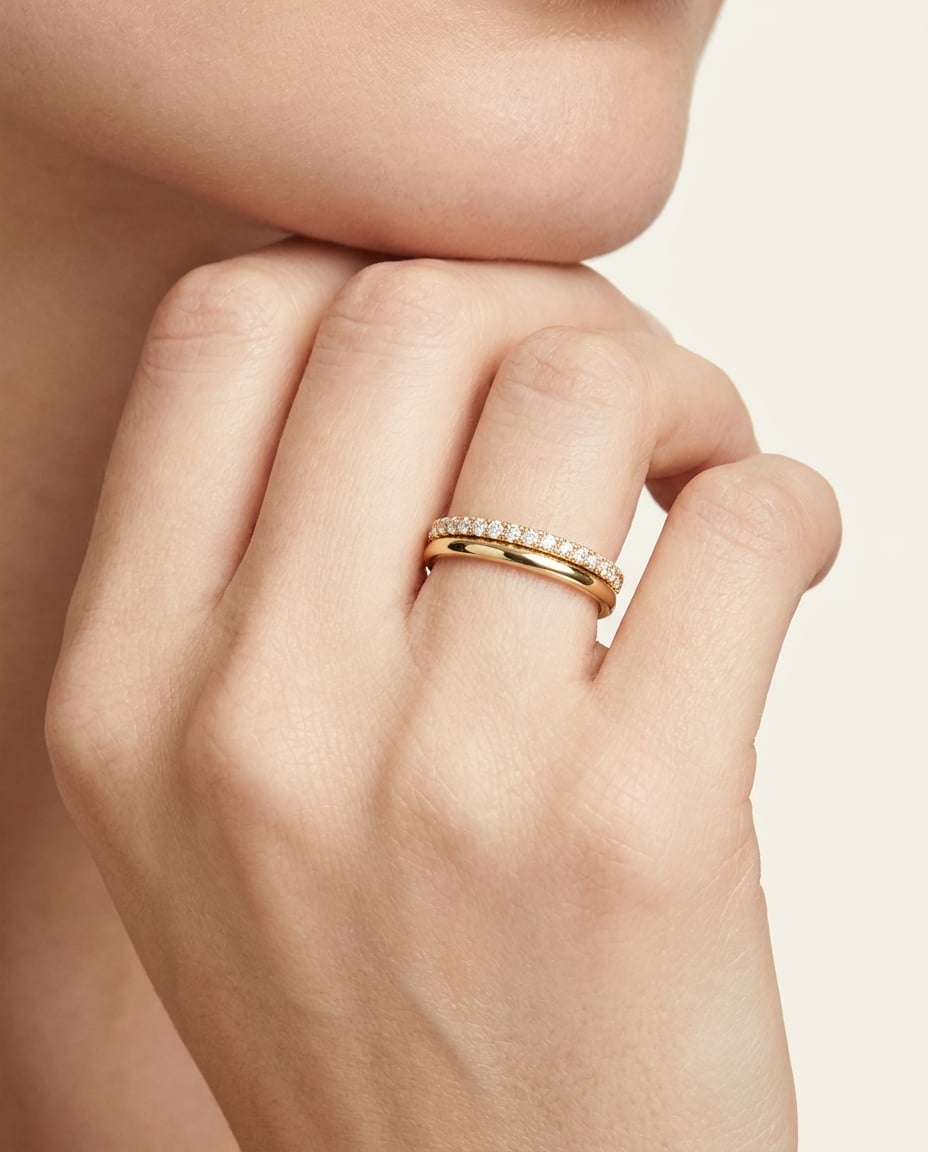 Lune Double-Row Pavé Band Ring