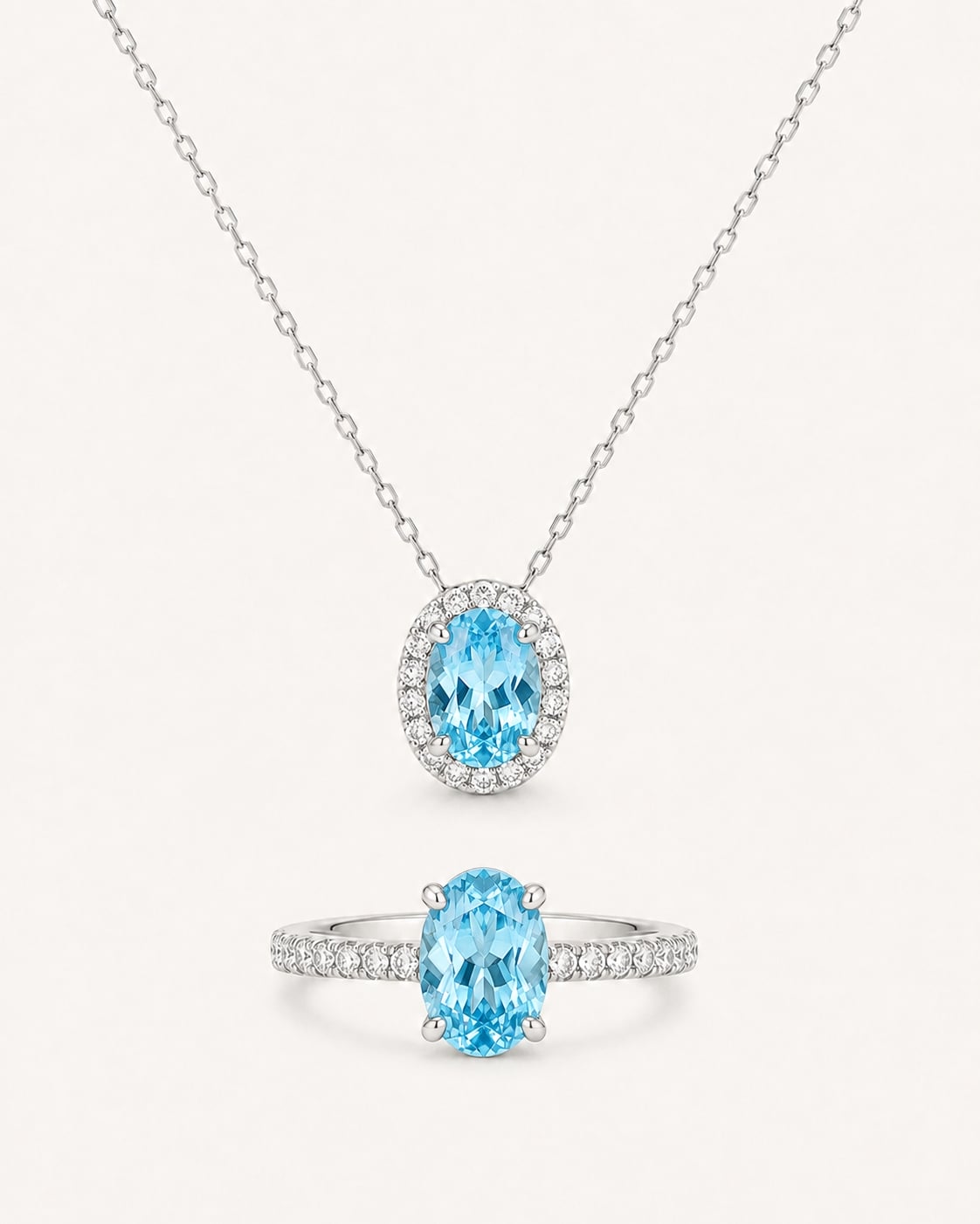 Aqua Halo Jewelry Set