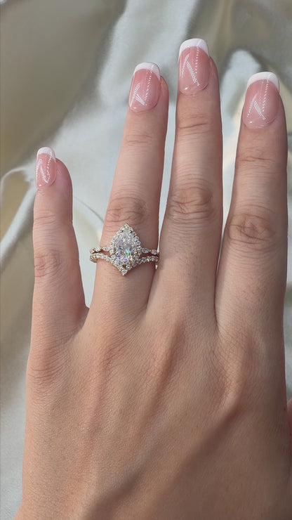 Sera Pear Halo Contour Ring Stack